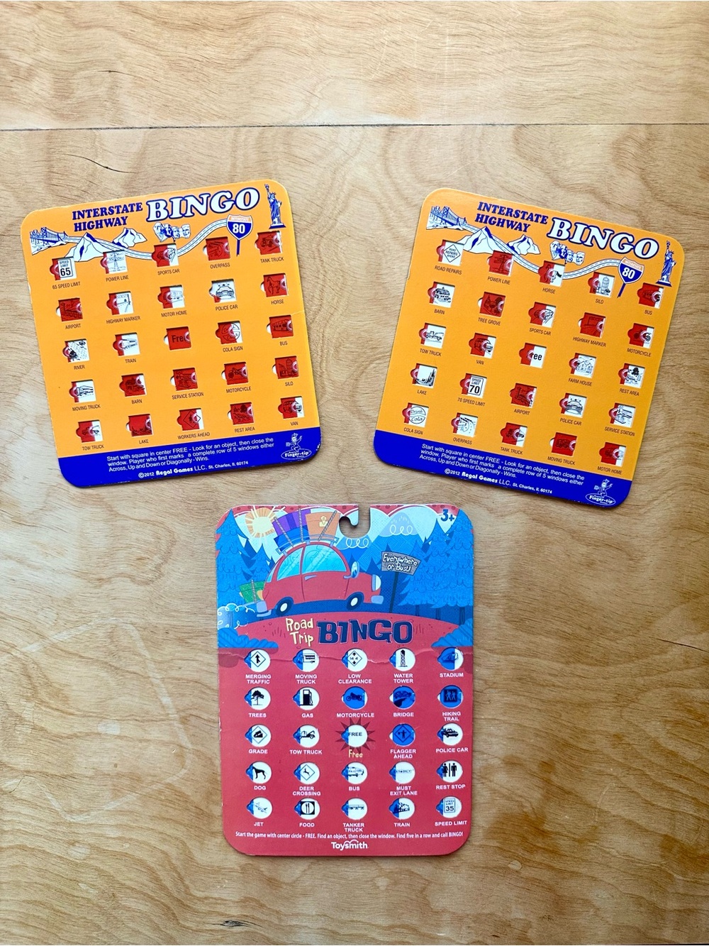 Road Trip Bingo Travel Game Set Lot of 3 Interstate Highway Car Bingo Kids